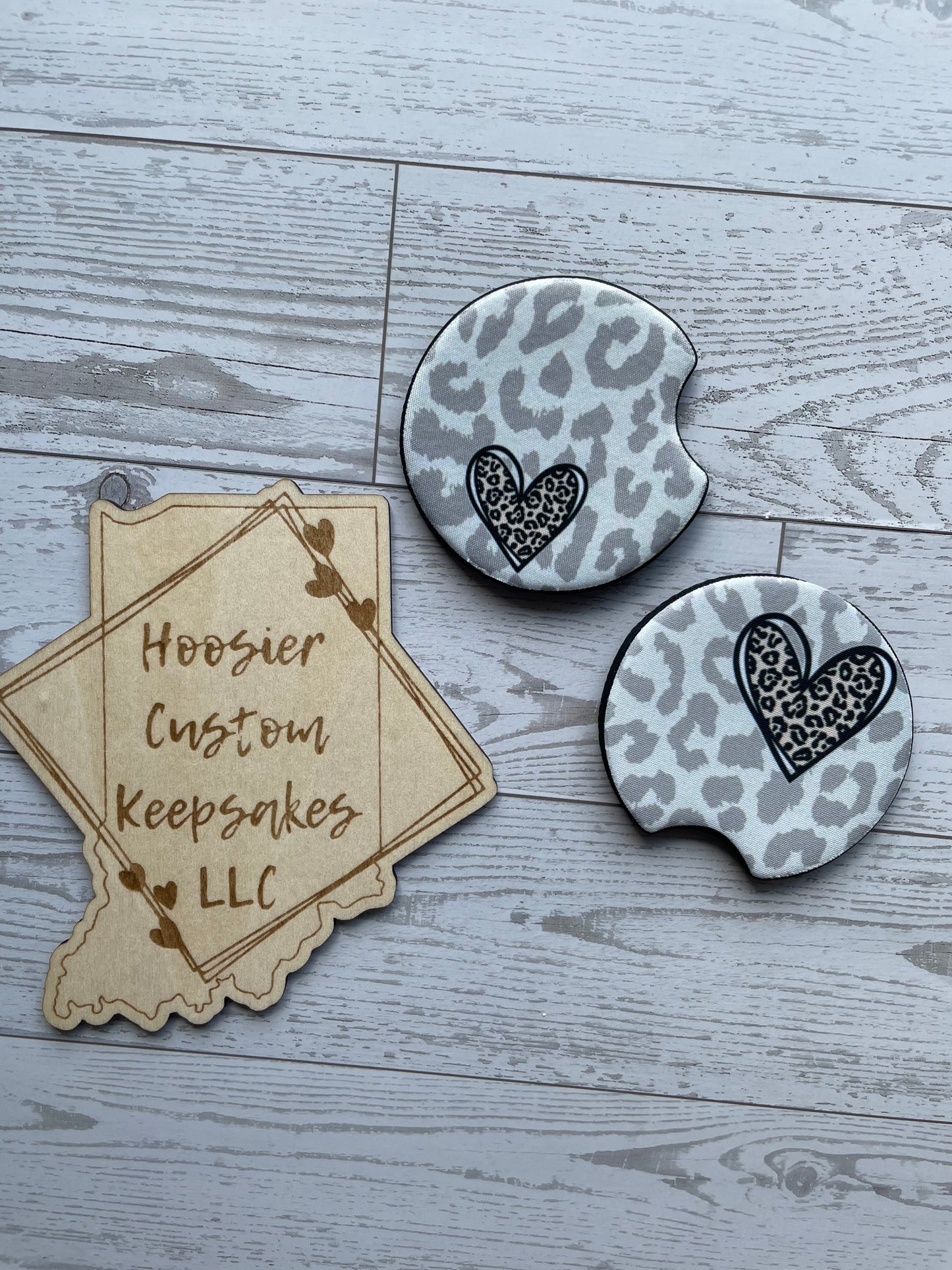 Animal Print Heart Car Coasters