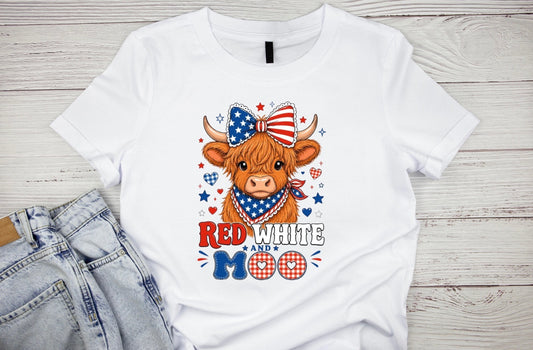 Patriotic Highland Cow T-Shirt