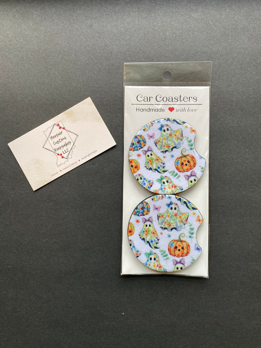 Floral Halloween Car Coasters